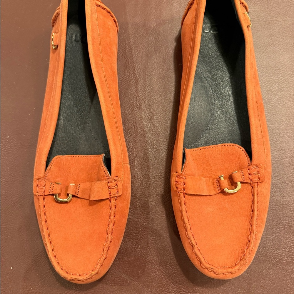 UGG Women's Orange Loafers with Gold Detail